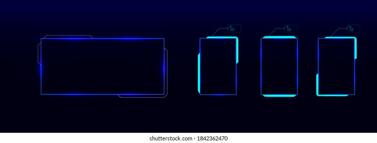 Abstract tech design Set of frame in modern HUD style background. abstract graphic design.