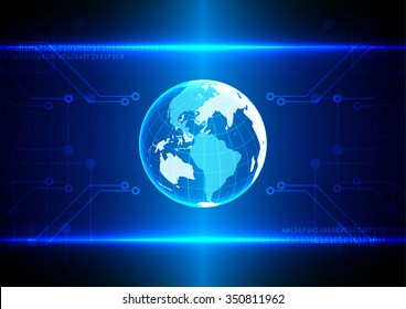 abstract tech digital  innovation with world background concept background