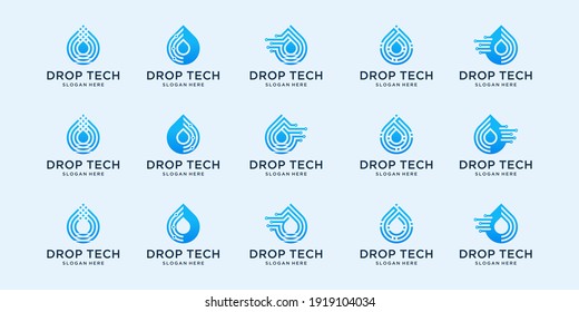 Abstract tech drop logo design collection