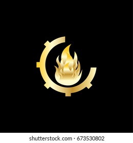 abstract  tech with fire in golden color