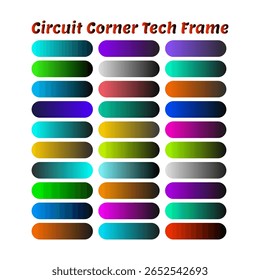 Abstract tech frame with colorful gradient buttons.  Ideal for website design, app interfaces, and presentations.