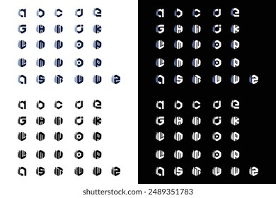 abstract tech geometric alphabet vector logo set