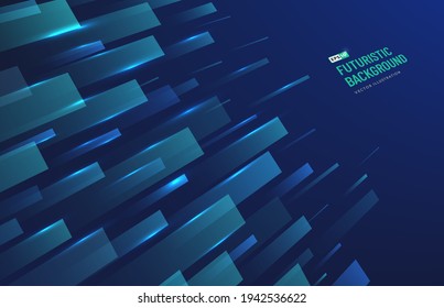 Abstract tech geometric background with copy space, Perspective rectangle green, blue color pattern. Modern and minimal concept. You can use for cover, poster, banner web, Landing page, Print ad.