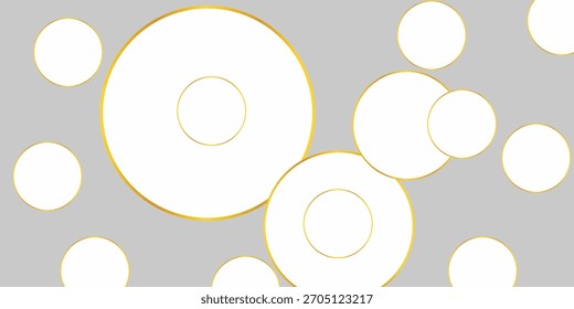 Abstract Tech geometric background with  golden and grey circles. Vector banner design