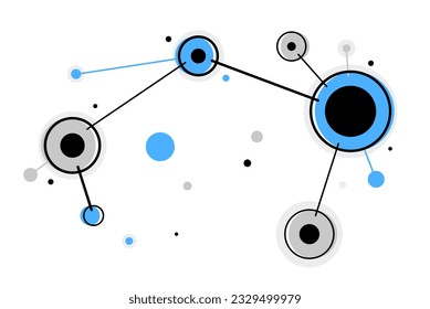 Abstract tech geometric vector background, connected circles technology network or science theme, digital system abstraction.