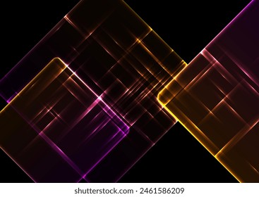 Abstract tech glowing neon lines futuristic geometric background. Vector design