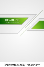 Abstract tech green grey corporate vector background. Corporate brochure illustration