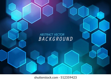 Abstract of tech innovation hexagon design, vector art background.