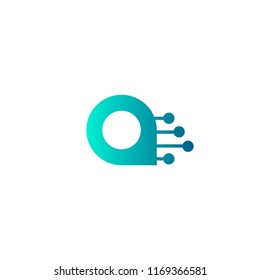 Abstract tech letter 'a' with a circle frame inside. Unique logo for branding identity. Vector image.