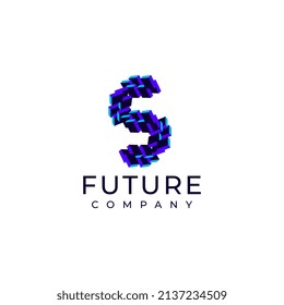 abstract tech letter s
 flat modern logo design