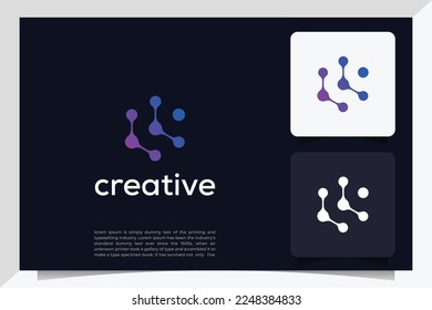 Abstract tech logo. Letter L logotype. Simple digital connection technology logo. Creative square flow shape modern icon for construction technology or logo template for digital communication concept.