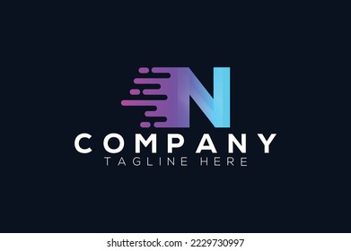 Abstract tech logo. Letter N logotype. Simple digital connection technology logo. Creative tech logo.