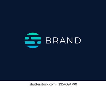 Abstract tech logo. Letter O logotype. Simple digital connection technology logo. Creative round flow shape modern icon for construction technology or logo template for digital communication concept.