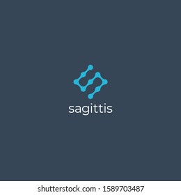 Abstract tech logo. Letter S logotype. Simple digital connection technology logo. Creative round flow shape modern icon for construction technology or logo template for digital communication concept.