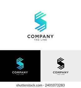 Abstract tech logo. Letter S logotype. Simple digital connection technology logo. Creative round flow shape modern icon for construction technology and others