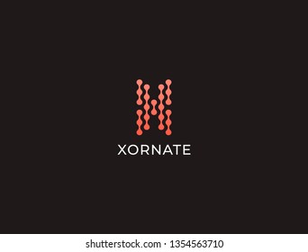 Abstract tech logo. Letter X logotype. Simple digital connection technology logo. Creative round flow shape modern icon for construction technology or logo template for digital communication concept.