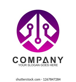 abstract tech logo template
