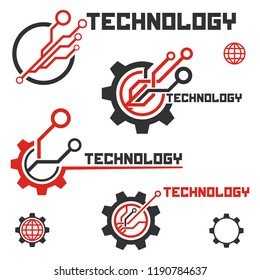 Abstract tech logo template. Electronics emblem.