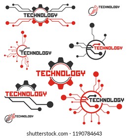 Abstract tech logo template. Electronics emblem.