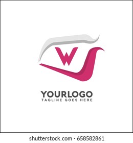 Abstract tech logo template, vector illustration. Letter W