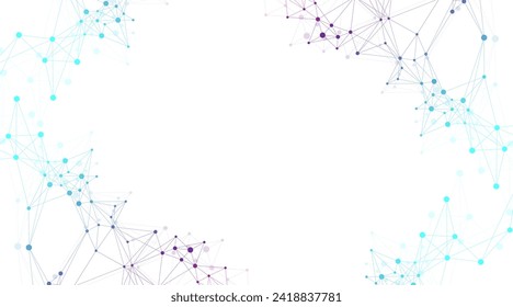 Abstract tech network connection dots. Digital technology and big data analysis background. White background with plexus lines. Geometric background with abstract mesh.