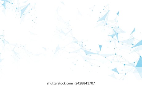 Puntos de conexión de red de tecnología abstracta. Tecnología digital y análisis de datos masivos. Fondo azul con líneas de plexo. Fondo geométrico con malla abstracta.