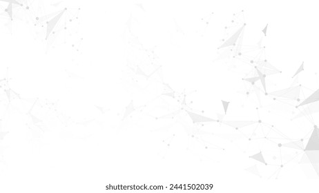 Abstract tech network connection dots. Digital technology and big data analysis background. White background with plexus lines. Geometric background with abstract mesh.