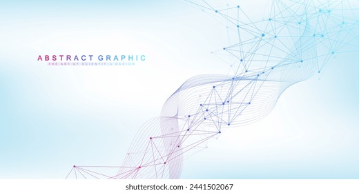 Abstract tech network connection dots. Digital technology and big data analysis background. White background with plexus lines. Geometric background with abstract mesh.