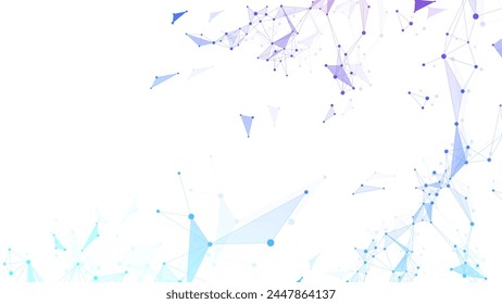 Abstract tech network connection dots. Digital technology and big data analysis background. White background with plexus lines. Geometric background with abstract mesh.