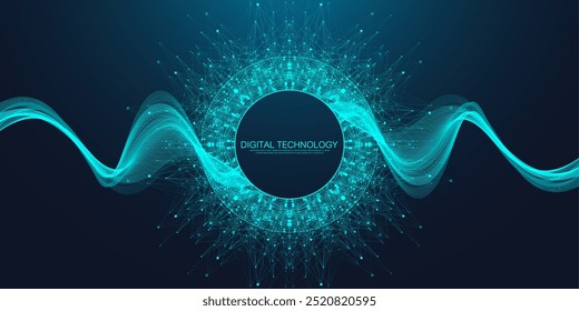 Pontos de conexão de rede de tecnologia abstratos. Tecnologia digital e histórico de análise de big data. Fundo branco com linhas de plexo. Fundo geométrico com malha abstrata.