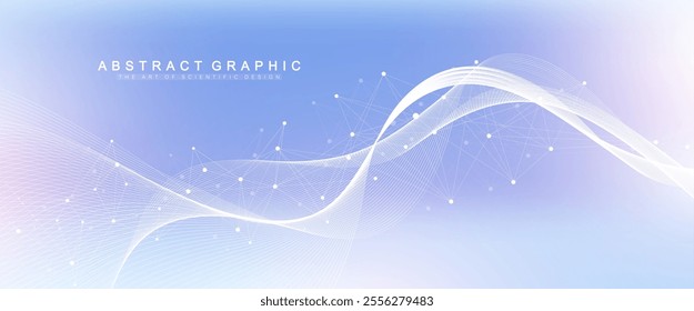 Abstract tech network connection dots. Digital technology and big data analysis background. White background with plexus lines. Geometric background with abstract mesh.