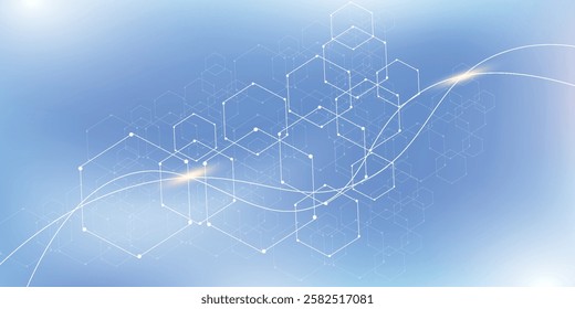 Abstract tech network connection dots. Digital technology and big data analysis background. White background with plexus lines. Geometric background