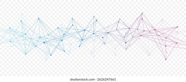 Pontos de conexão de rede de tecnologia abstratos. Tecnologia digital e histórico de análise de big data. Fundo branco com linhas de plexo. Fundo geométrico com malha abstrata