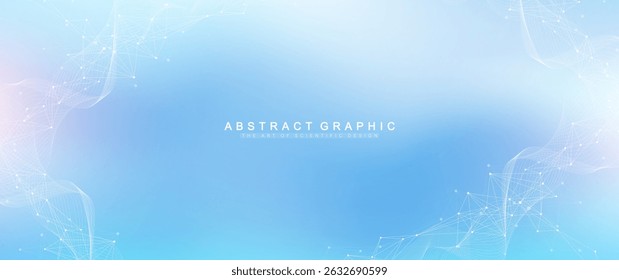 Abstract tech network connection dots. Digital technology and big data analysis background. White background with plexus lines. Geometric background with abstract mesh