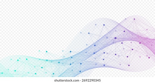 Pontos de conexão de rede de tecnologia abstratos. Fundo digital e tecnologia de megadados. Fundo azul com linhas de plexo. Fundo geométrico com malha abstrata