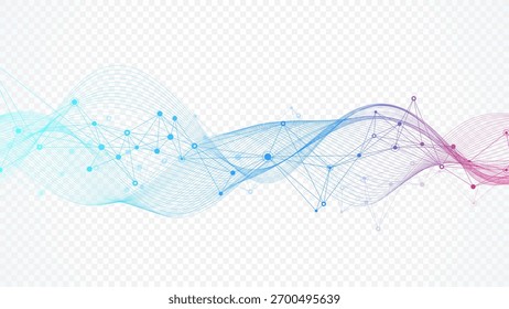 Abstrakte Punkte für technische Netzwerkverbindungen. Digitaler Hintergrund und Big-Data-Technologie. Blauer Hintergrund mit Plexuslinien. Geometrischer Hintergrund mit abstraktem Mesh