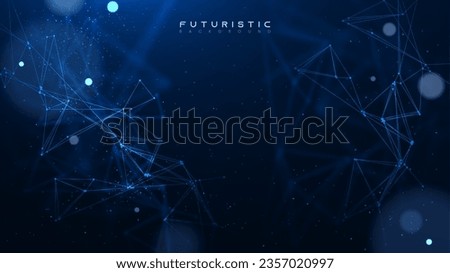 Abstract tech network connection dots. Digital technology and big data analysis background. Futuristic scientific wallpaper with mesh. Dark background with plexus lines