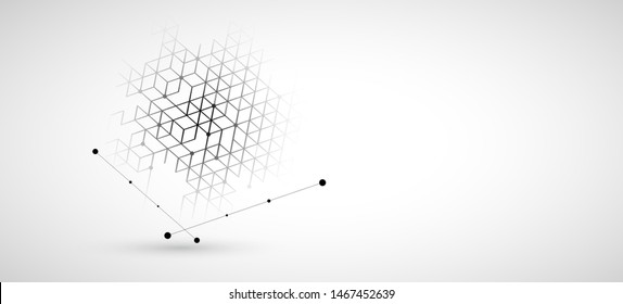 Abstract tech on white  background. Futuristic technology interface with geometric shapes