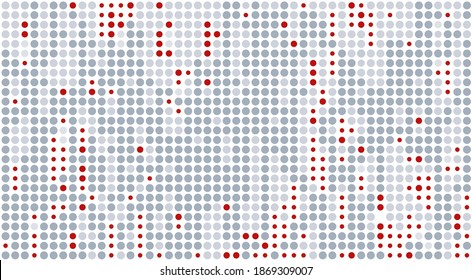 Abstract tech pattern with gray and red dots on a white. Vector graphic background