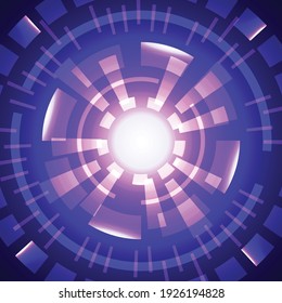 Abstract tech purple and blue design of interface pattern template. Center style of copy space background. illustration vector