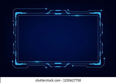 abstract tech sci fi hologram frame template design background