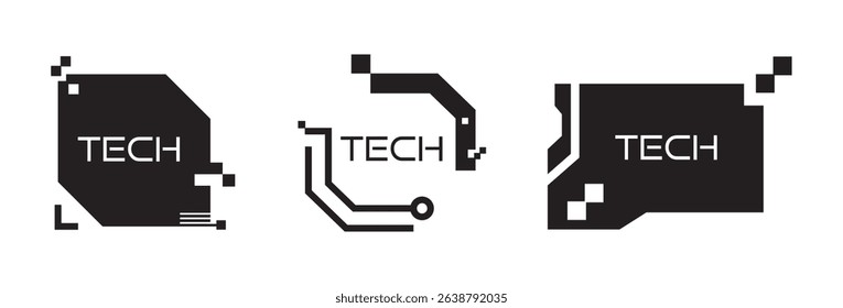 Abstract Tech shapes icon Pixelated Circuit Board Designs