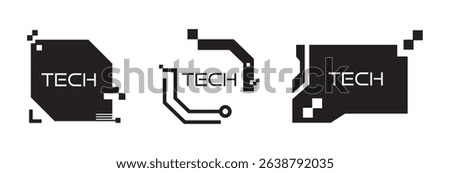 Abstract Tech shapes icon Pixelated Circuit Board Designs