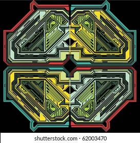 abstract tech shapes vector illustration