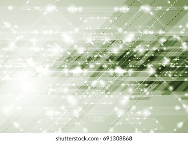 Resumen tecnológico brillante fondo verde brillante. Diseño geométrico vectorial