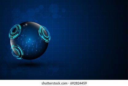 Abstract Tech Sphere Digital Circuit Pattern Innovate Concept Background