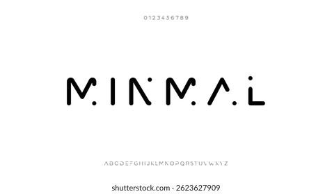 Abstract tech type and futuristic technology typeface, vector techno alphabet. Dot font of digital future.Simple numeric vector illustration
