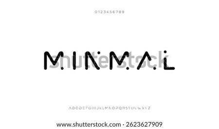 Abstract tech type and futuristic technology typeface, vector techno alphabet. Dot font of digital future.Simple numeric vector illustration
