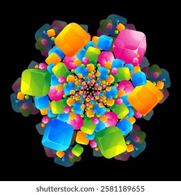 Abstract tech visuals. Deep data space tech background. Artificial intelligence, deep learning and big data concept for software template. Cyber tech vector backdrop