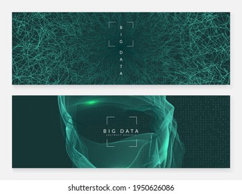 Abstract tech visuals. Digital technology background. Artificial intelligence, deep learning and big data concept for communication template. Wavy abstract tech visuals backdrop.